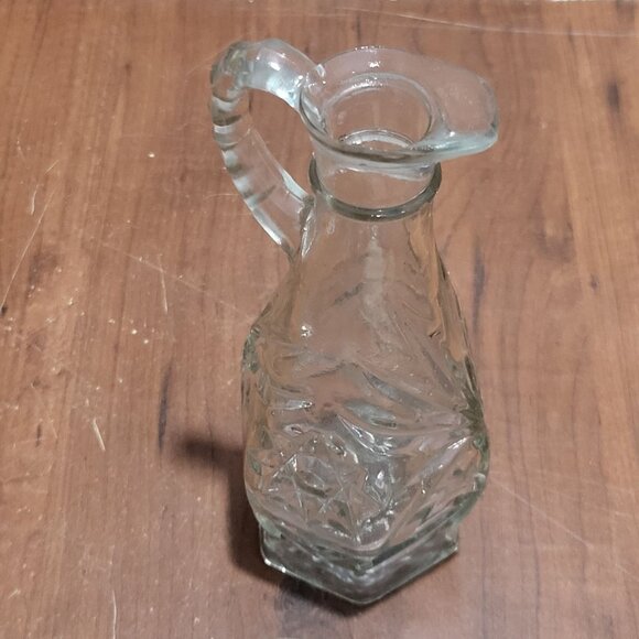 Vintage Pressed Glass Cruet Syrup Oil Vinegar Salad Dressing Serveware Sunburst - Picture 7 of 8